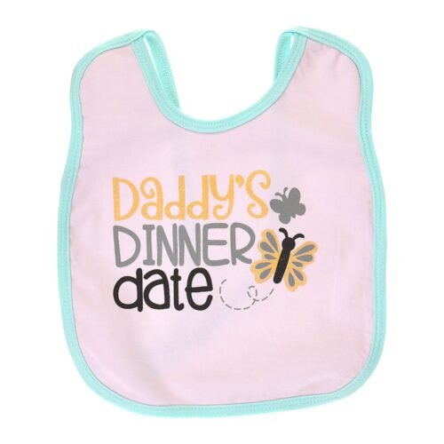 Multi-colors Printed Bib with diaper back size 38*29cm (2 Pieces) Girl g - Mix and Max - Colors: Fuchsia, Grey, and Light Blue - Sizes: 0-18 - Image 52