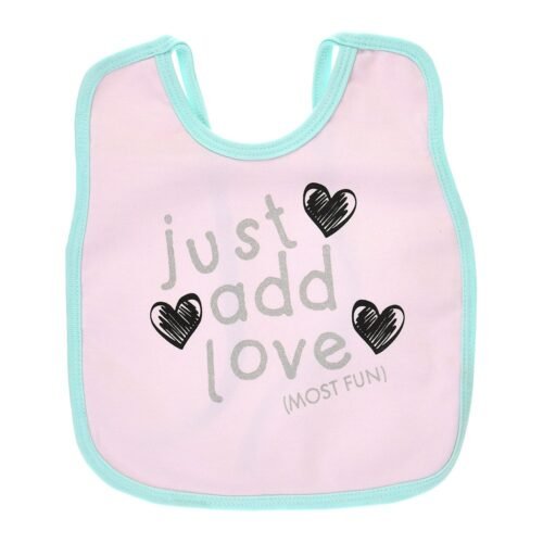 Multi-colors Printed Bib with diaper back size 38*29cm (2 Pieces) Girl g - Mix and Max - Colors: Fuchsia, Grey, and Light Blue - Sizes: 0-18 - Image 46