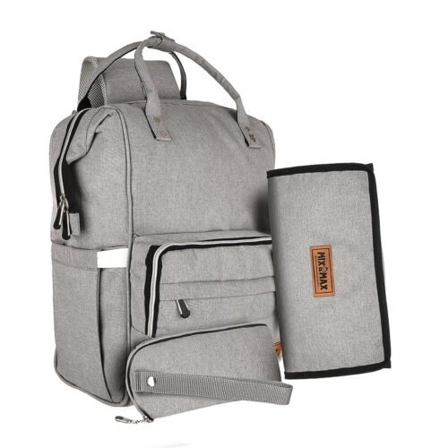 Premium Elegant Mum Large Diaper Backpack bag waterproof multifunction SET 4 in 1 - Mix and Max - Grey 3 - Image 6
