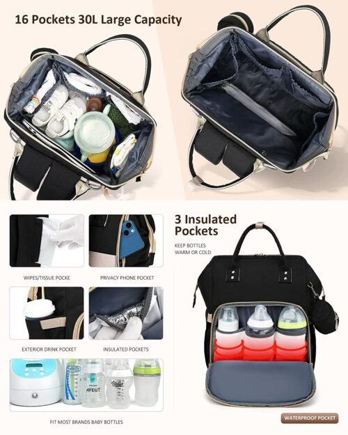 Premium Elegant Mum Large Diaper Backpack bag waterproof - Mix and Max - Image 6