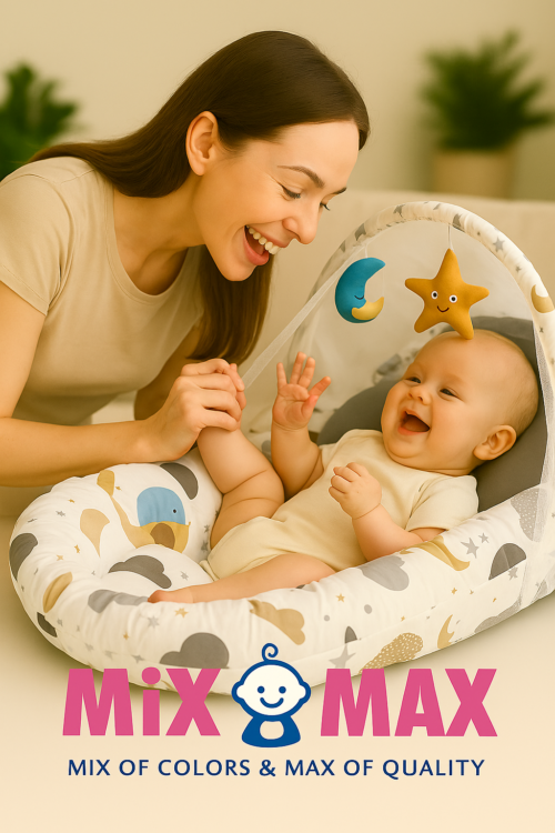 Baby Nest Bed for Newborns Portable Baby Lounger and Sleep Pod White Grey Mix and Max - Image 2