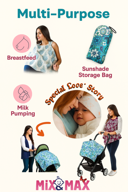 Nursing Baby Apron Cover for Breastfeeding Comfortable with Privacy mosquito Net Window Dark blue Jeans Mix and Max - Image 7