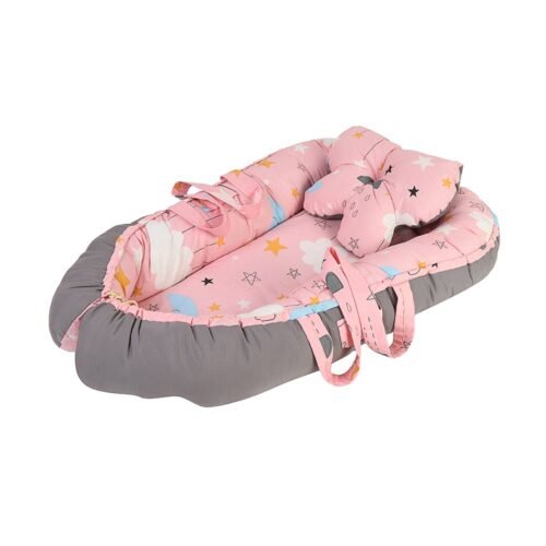 Baby Nest Bed for Newborns Portable Baby Lounger and Sleep Pod Pink Grey Mix and Max - Image 6
