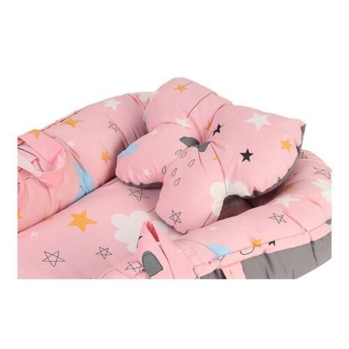 Baby Nest Bed for Newborns Portable Baby Lounger and Sleep Pod Pink Grey Mix and Max - Image 5