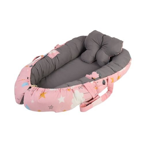 Baby Nest Bed for Newborns Portable Baby Lounger and Sleep Pod Pink Grey Mix and Max - Image 4