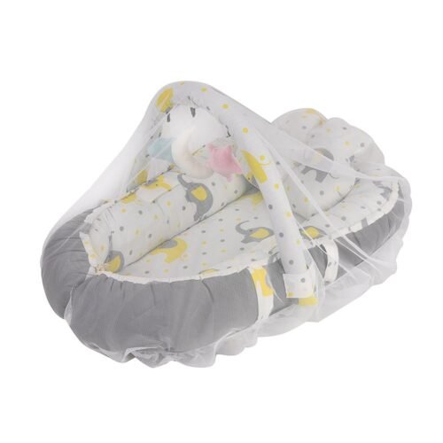 Baby Nest Bed for Newborns Portable Baby Lounger and Sleep Pod White Grey Mix and Max - Image 3