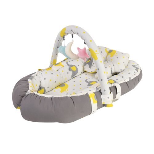 Baby Nest Bed for Newborns Portable Baby Lounger and Sleep Pod White Grey Mix and Max - Image 7