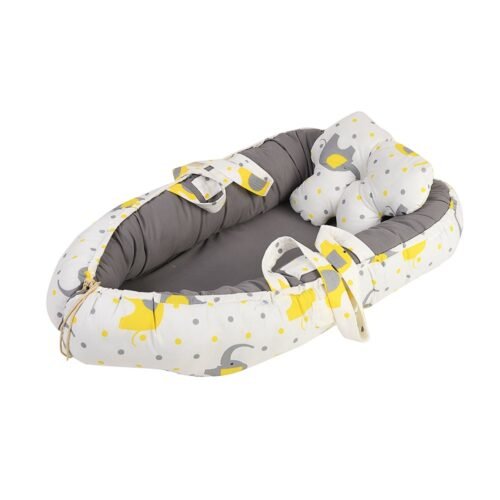 Baby Nest Bed for Newborns Portable Baby Lounger and Sleep Pod White Grey Mix and Max - Image 4
