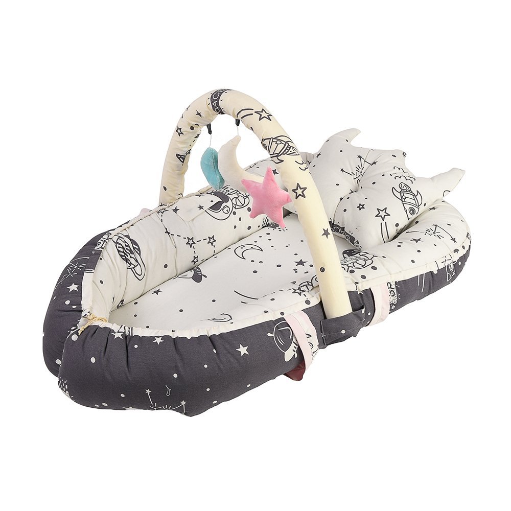 Baby Nest Bed for Newborns Portable Baby Lounger and Sleep Pod White Black Mix and Max