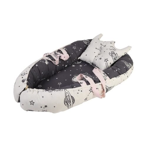 Baby Nest Bed for Newborns Portable Baby Lounger and Sleep Pod White Black Mix and Max - Image 4