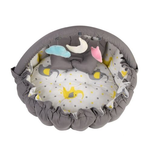 Baby Nest with Soft Toys and Mosquito Net Comfortable Infant Sleeping Bed Multi color Mix and Max - Image 4