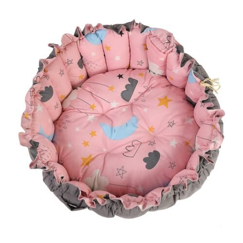 Baby Nest with Soft Toys and Mosquito Net – Comfortable Infant Sleeping Bed Pinky color Mix and Max - Image 11