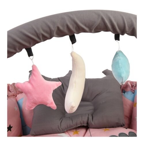 Baby Nest with Soft Toys and Mosquito Net – Comfortable Infant Sleeping Bed Pinky color Mix and Max - Image 4