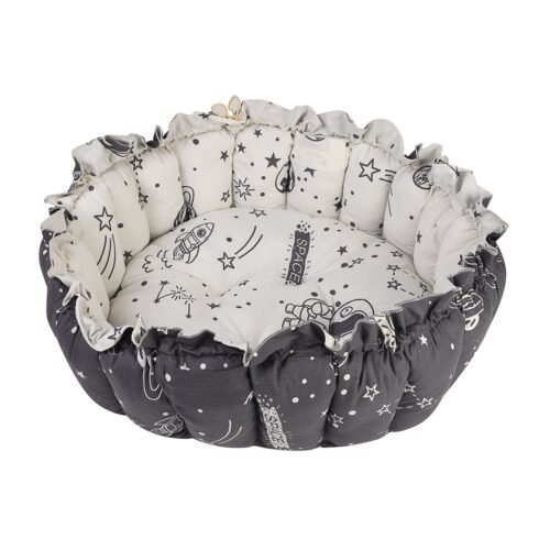 Baby Nest with Soft Toys and Mosquito Net – Comfortable Infant Sleeping Bed white grey color Mix and Max - Image 12