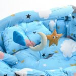 Baby Nest with Soft Toys and Mosquito Net – Comfortable Infant Sleeping Bed Light blue color Mix and Max - Image 6