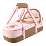 Portable Baby Carrycot Portable Bed Lightweight Carrycot ( Bear on Moon Pink color ) - 0-12 M - Size 70*35*24 cm - Mix and Max