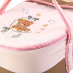 Portable Baby Carrycot Portable Bed Lightweight Carrycot ( Bear on Moon Pink color ) - 0-12 M - Size 70*35*24 cm - Mix and Max - Image 2