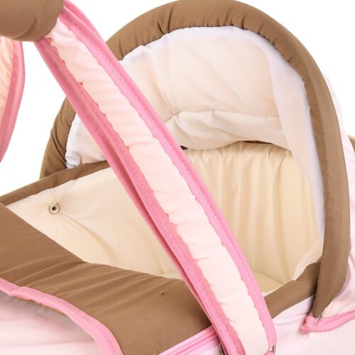 Portable Baby Carrycot Portable Bed Lightweight Carrycot ( Bear on Moon Pink color ) - 0-12 M - Size 70*35*24 cm - Mix and Max - Image 4