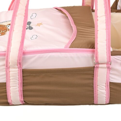 Portable Baby Carrycot Portable Bed Lightweight Carrycot ( Bear on Moon Pink color ) - 0-12 M - Size 70*35*24 cm - Mix and Max - Image 5