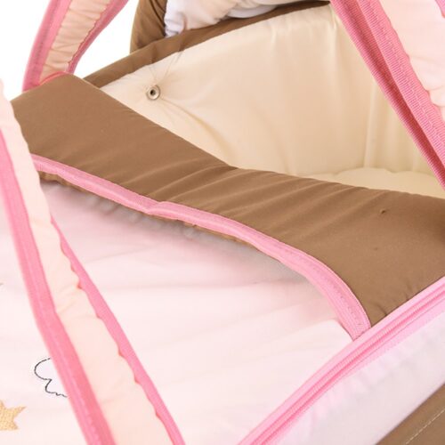 Portable Baby Carrycot Portable Bed Lightweight Carrycot ( Bear on Moon Pink color ) - 0-12 M - Size 70*35*24 cm - Mix and Max - Image 6