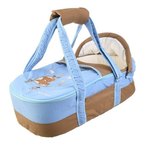 Portable Baby Carrycot Portable Bed Lightweight Carrycot ( Bear on Moon Light Blue color ) - Sizes: 0-12 M - Mix and Max - Image 2