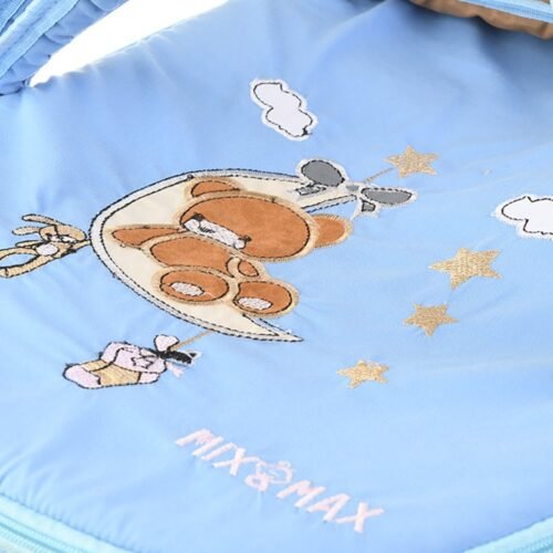 Portable Baby Carrycot Portable Bed Lightweight Carrycot ( Bear on Moon Light Blue color ) - Sizes: 0-12 M - Mix and Max - Image 3
