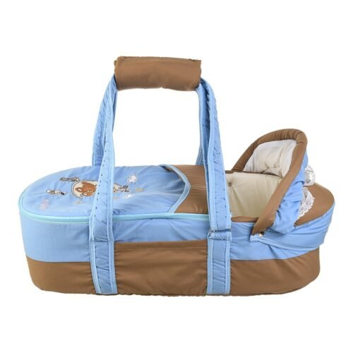 Portable Baby Carrycot Portable Bed Lightweight Carrycot ( Bear on Moon Light Blue color ) - Sizes: 0-12 M - Mix and Max - Image 5