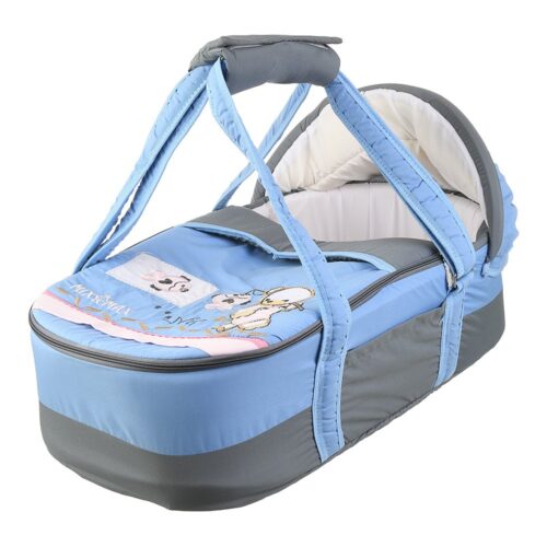 Portable Baby Carrycot Lightweight travel Bed Carrycot newborn ( Fish Light Blue color ) - 0-12 M -  Size 70*35*24 cm - Mix and Max - Image 2