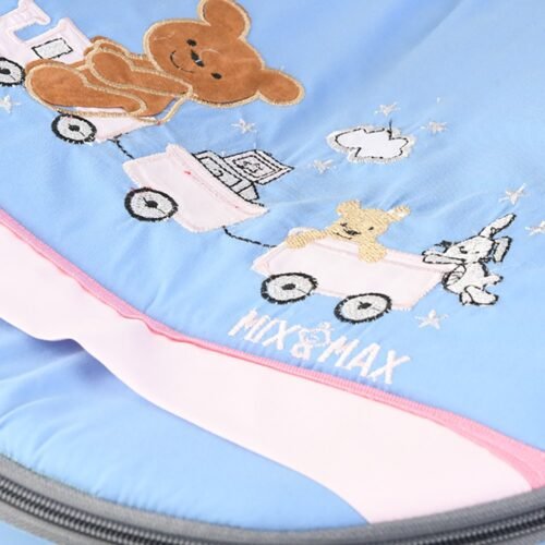 Portable Baby Carrycot Lightweight travel Bed Carrycot newborn ( Bear on Train Light Blue color ) - Sizes: 0-12 M - Mix and Max - Image 12