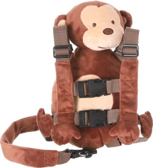 2-in-1 Child Safety Harness deluxe Animal Shape backpack Cotton 100% - Brown Monkey - Mix and Max - Colors: Beige, Fuchsia, and Light Blue - Sizes: 0-24 M - Image 2