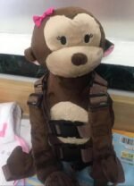 2-in-1 Child Safety Harness deluxe Animal Shape backpack Cotton 100% - Brown Girly Monkey - Mix and Max - Colors: Beige, Fuchsia, and Light Blue - Sizes: 0-24 M - Image 7