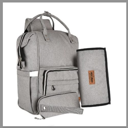 Premium Elegant Mum Large Diaper Backpack bag waterproof multifunction SET 4 in 1 - Mix and Max - Grey 3 - Image 17