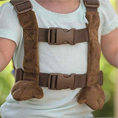 2-in-1 Child Safety Harness deluxe Animal Shape backpack Cotton 100% - Brown Girly Monkey - Mix and Max - Colors: Beige, Fuchsia, and Light Blue - Sizes: 0-24 M - Image 4