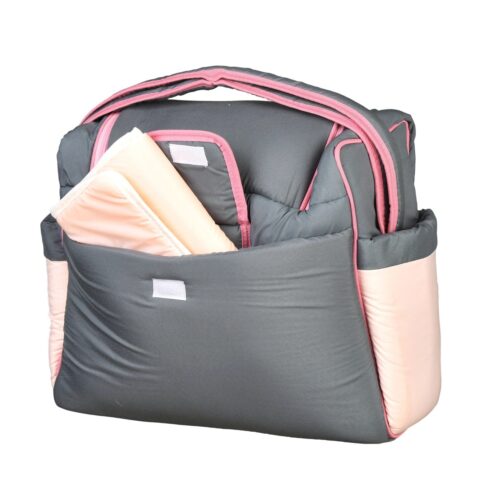 Mix and Max Baby Changing Diaper Large Shoulder bag with embroidery ( Fish Pink ) - Size 43*33*18 cm - Image 8