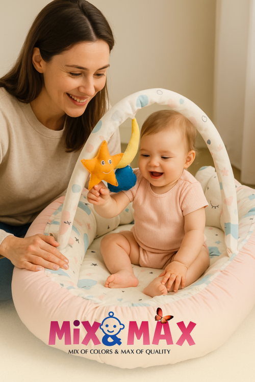 Baby Nest with Soft Toys and Mosquito Net – Comfortable Infant Sleeping Bed Simon color Mix and Max - Image 9