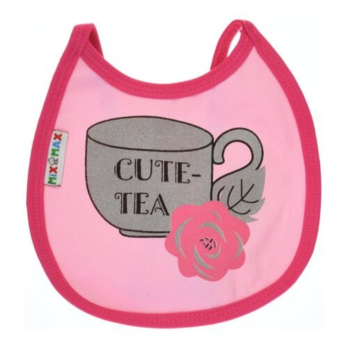 Multi-colors Printed Bib with diaper back Small size 16*19cm (2 Pieces) Girl g - Mix and Max - Colors: Fuchsia, Grey, and Light Blue - Sizes: 0-18 - Image 14