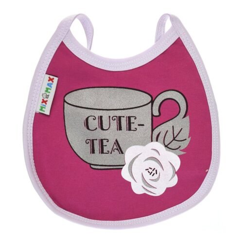 Multi-colors Printed Bib with diaper back Small size 16*19cm (2 Pieces) Girl g - Mix and Max - Colors: Fuchsia, Grey, and Light Blue - Sizes: 0-18 - Image 16