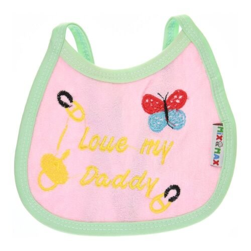 Multi-colors Bib with embroidery with diaper back Small size 16*19cm (2 Pieces) - Mix and Max - Colors: Fuchsia, Grey, and Light Blue - Sizes: 0-18 - Image 8