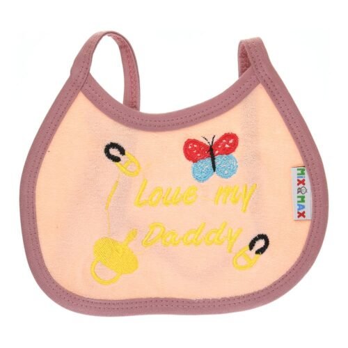 Multi-colors Bib with embroidery with diaper back Small size 16*19cm (2 Pieces) - Mix and Max - Colors: Fuchsia, Grey, and Light Blue - Sizes: 0-18 - Image 9