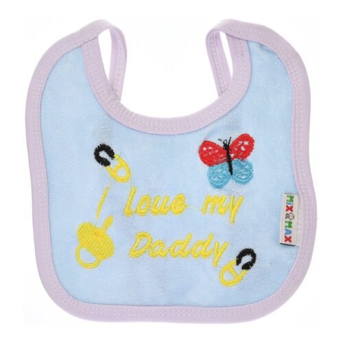 Multi-colors Bib with embroidery with diaper back Small size 16*19cm (2 Pieces) - Mix and Max - Colors: Fuchsia, Grey, and Light Blue - Sizes: 0-18 - Image 12