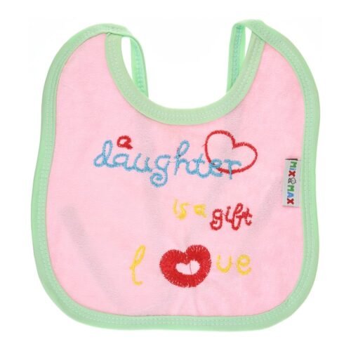 Multi-colors Bib with embroidery with diaper back Average size 27*19cm (2 Pieces) - Mix and Max - Colors: Fuchsia, Grey, and Light Blue - Sizes: 0-18 - Image 9