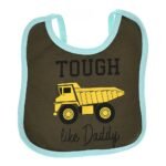 Multi-colors Printed Bib with diaper back size 27*19cm (2 Pieces) Boys b - Mix and Max - Colors: Fuchsia, Grey, and Light Blue - Sizes: 0-18 - Image 4