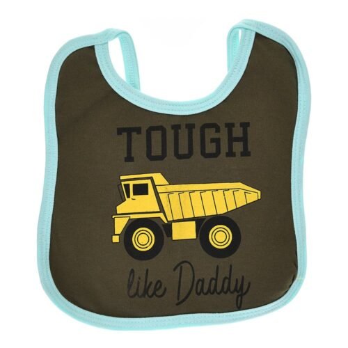 Multi-colors Printed Bib with diaper back size 27*19cm (2 Pieces) Boys b - Mix and Max - Colors: Fuchsia, Grey, and Light Blue - Sizes: 0-18 - Image 4