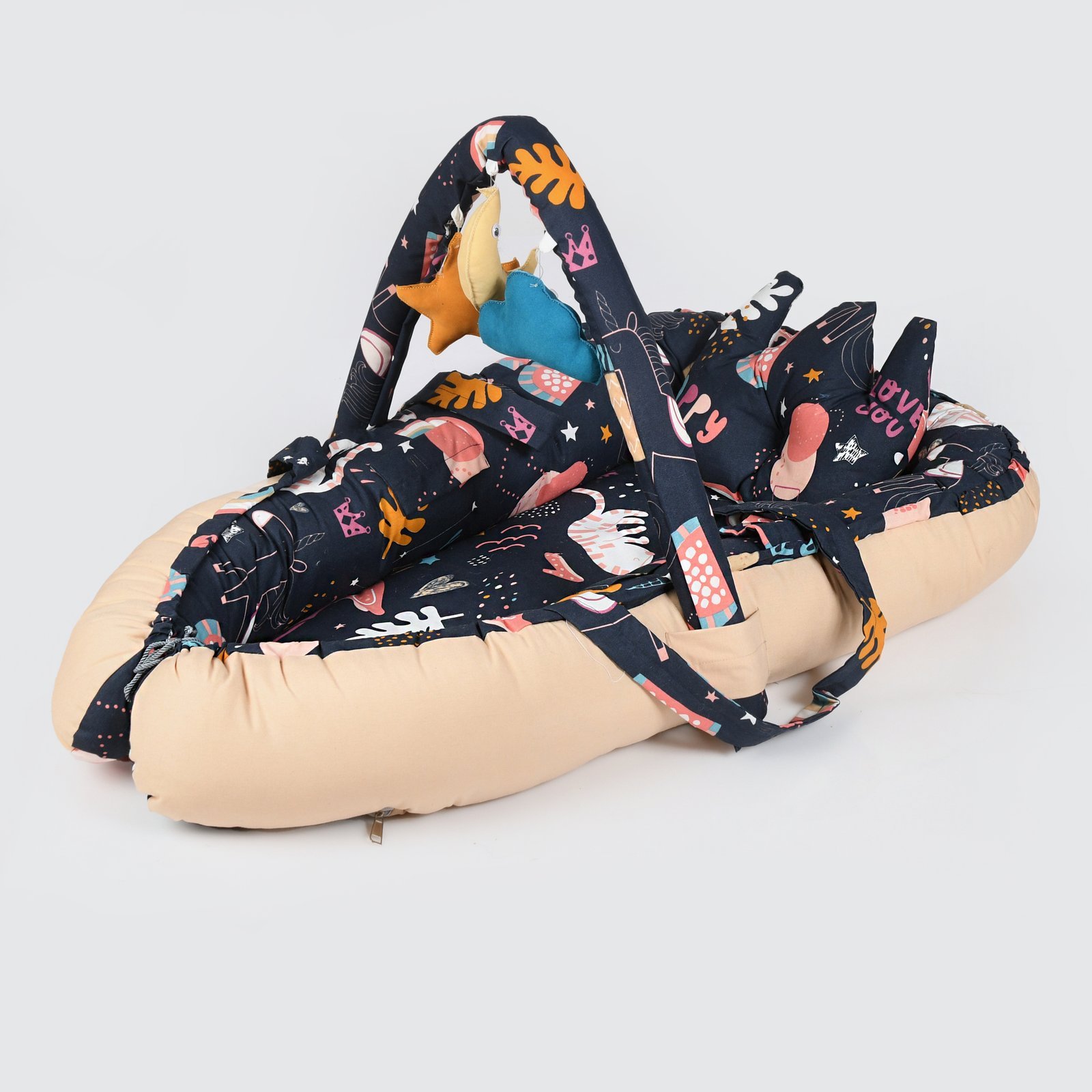 Baby Nest Bed for Newborns Portable Baby Lounger and Sleep Pod Beige Mix and Max