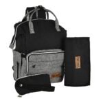 Premium Elegant Mum Large Diaper Backpack bag waterproof multifunction SET 4 in 1 - Mix and Max - Grey and Black