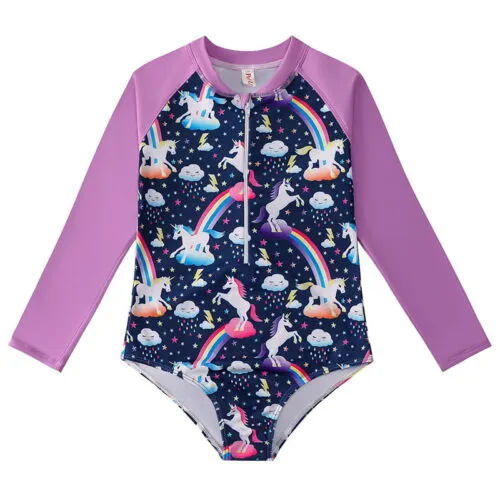 Girls One Piece Long Sleeves Swimsuit (6 sizes From 2Y to 7Y) # Mix and Max - Image 4
