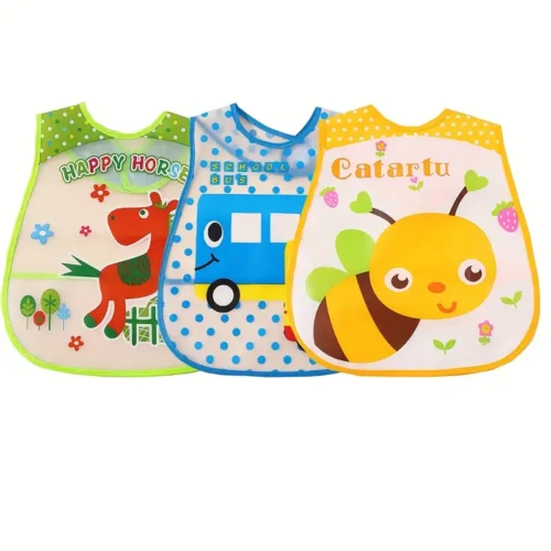 1 Pcs Waterproof Baby Bibs, Lightweight Feeding Bib for Toddlers, Easy Wipe Clean, Soft & Comfortable, Adjustable Neck, Cute Cartoon Designs - Image 5