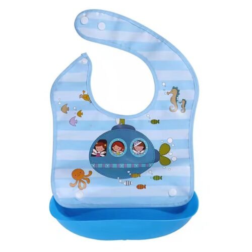Pack of 2 -Waterproof Baby Bib with Food Catcher – Silicone Baby Feeding Bib, Adjustable Toddler Bib with Pocket, Spill Proof Baby Bib for Eating, Easy Clean & BPA-Free - Image 4