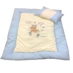 Baby Lehaf Blanket 120x90 cm with Pillow – Soft Cotton Baby Blanket with Padded Edges, Warm Toddler Comforter, Teddy Bear Embroidered Nursery Blanket, Breathable & Hypoallergenic Mix and Max