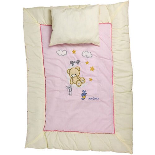 Baby Lehaf Blanket 120x90 cm with Pillow – Soft Cotton Baby Blanket with Padded Edges, Warm Toddler Comforter, Teddy Bear Embroidered Nursery Blanket, Breathable & Hypoallergenic Mix and Max - Image 2